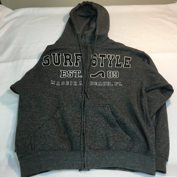 SURF STYLE HOODIE SMALL UNISEX PACIFIC & CO SURFING MADEIRA BEACH FL PREPPY GRAY - Picture 3 of 6